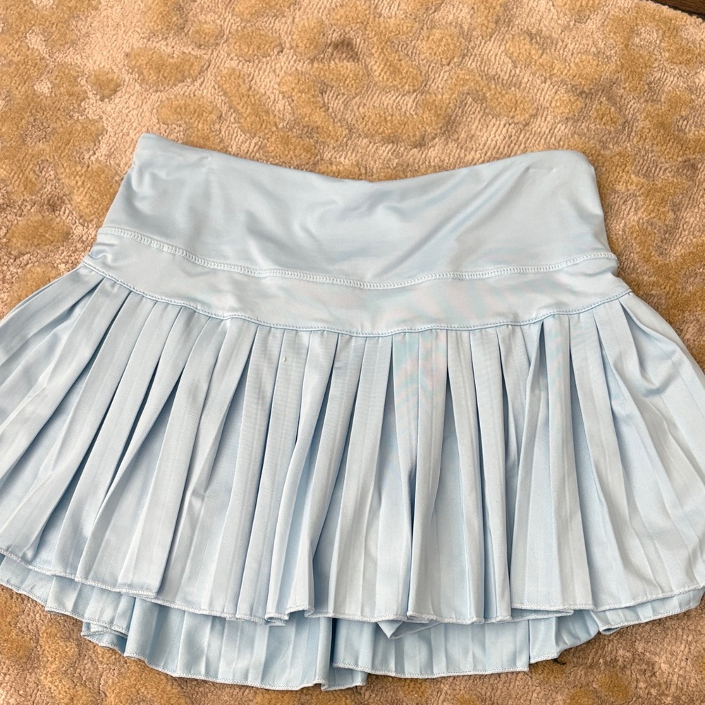 Sky Blue Pleated Mini Skirt